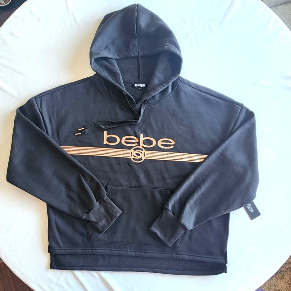 NWT Bebe Sport Glitter Logo Hoodie Sweatshirt 1X